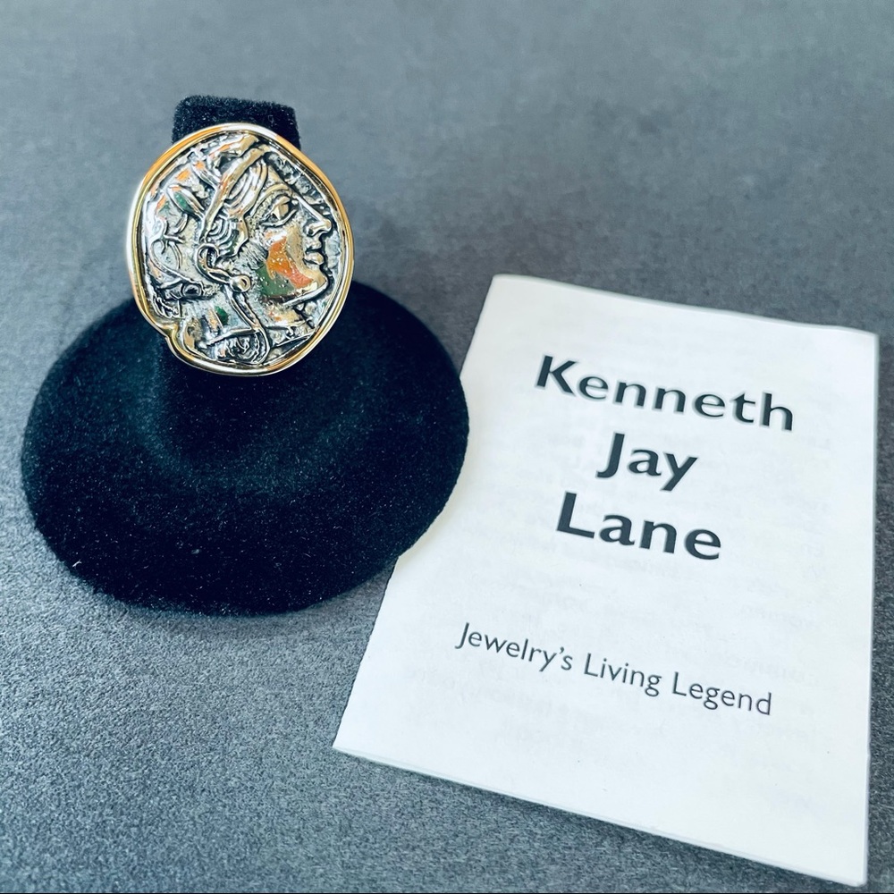 Kenneth Jay Lane Silver-Tone Roman Coin Profile Ring 5 3/4
